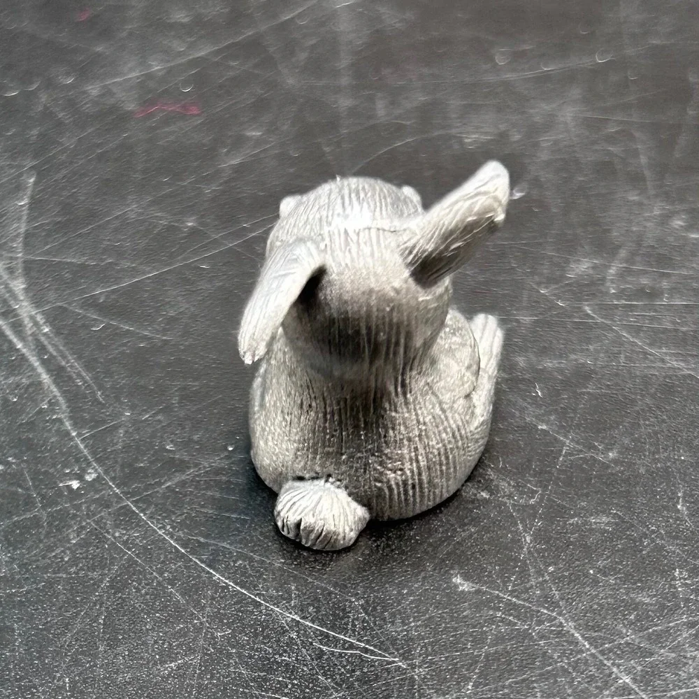 Hudson Pewter Miniature Lot of 2 Rabbit Figurine and Pewter Mouse